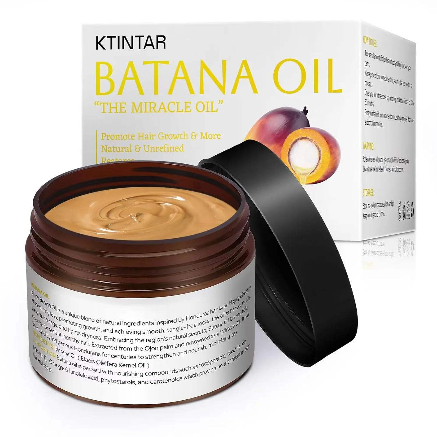 100% Natural Raw Batana Oil for Hair Growth, Unrefined & Organic Dr Sebi Hair Growth Oil From Honduras, Prevents Hair Loss, Eliminates Split Ends, Enhances Thickness 5.07 Fl Oz (Pack of 1)