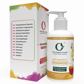 100% Vegan, Organic, Plant-Based Anti-Dandruff Shampoo for Women and Men - Enriched with Tea Tree Oil, ACV and Oats Protein | for Flaky, Dry Scalp and Itchy Scalp