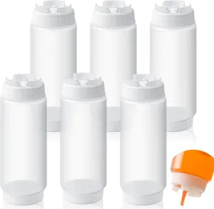 12 Pcs 24 oz Condiment Squeeze Bottles Restaurant Plastic Sauces Squeeze Ketchup Dispenser Inverted Refillable Large Clear Dressing Bottles for Restaurant Kitchen Catering