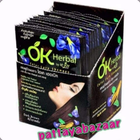 12X Hair Color Change with Herbs OK Herbal Color Care Shampoo Dark Brown 30ml