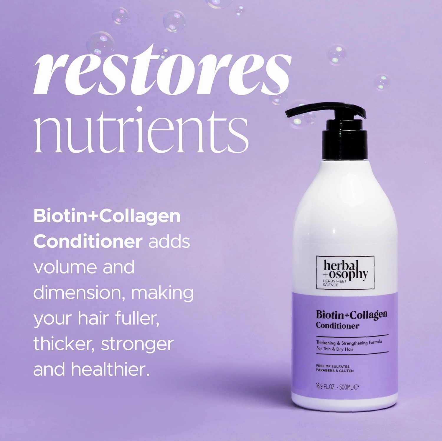 16.9 Fl Oz Biotin & Collagen Conditioner, Hair Growth Thickening Conditioner, Repair Dry, Damaged Thinning Hair, Infused with Vitamin B7 & Argan Oil, Free of Sulfate, Parabens and Gluten