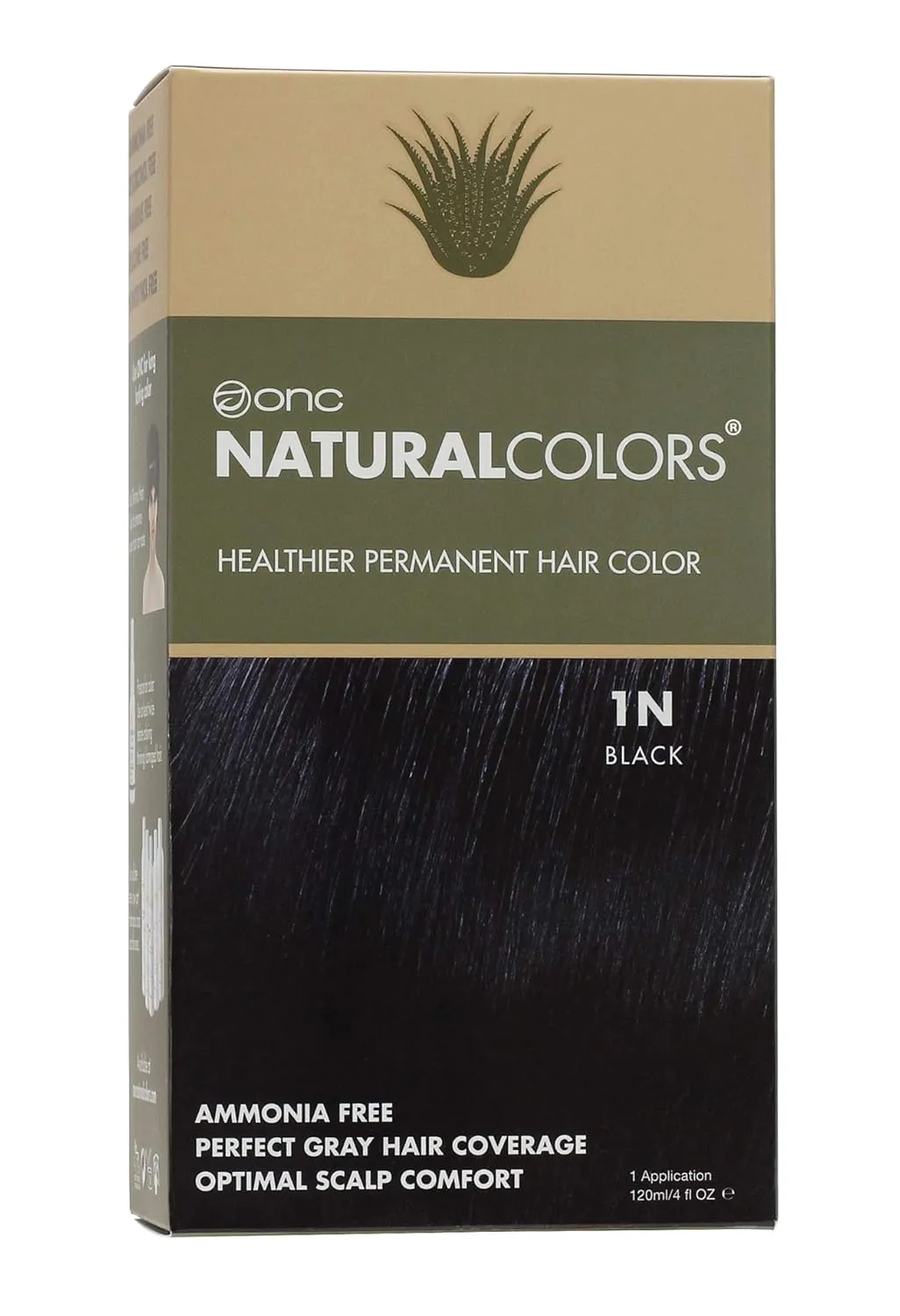 (1N Black) 4 fl. oz. (120 mL) Heat Activated Healthier Permanent Hair Dye with Certified Organic Ingredients, Ammonia Free, Vegan Friendly, 100% Gray Coverage