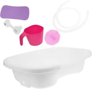 1Set Household Hair Washing Basin Portable Shampoo Bowl for Bedridden Elderly and Includes Drain Hose Hair Wash Brush and Water Spoon Accessories Color Random