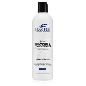 2 in 1 Shampoo and Conditioner 12 oz - Fragrance Free Conditioning Shampoo for Short to Medium Hairs - Color Safe Wash and Go - Sulfate Free Cleansing Conditioner for Sensitive Scalps (1 Pack)