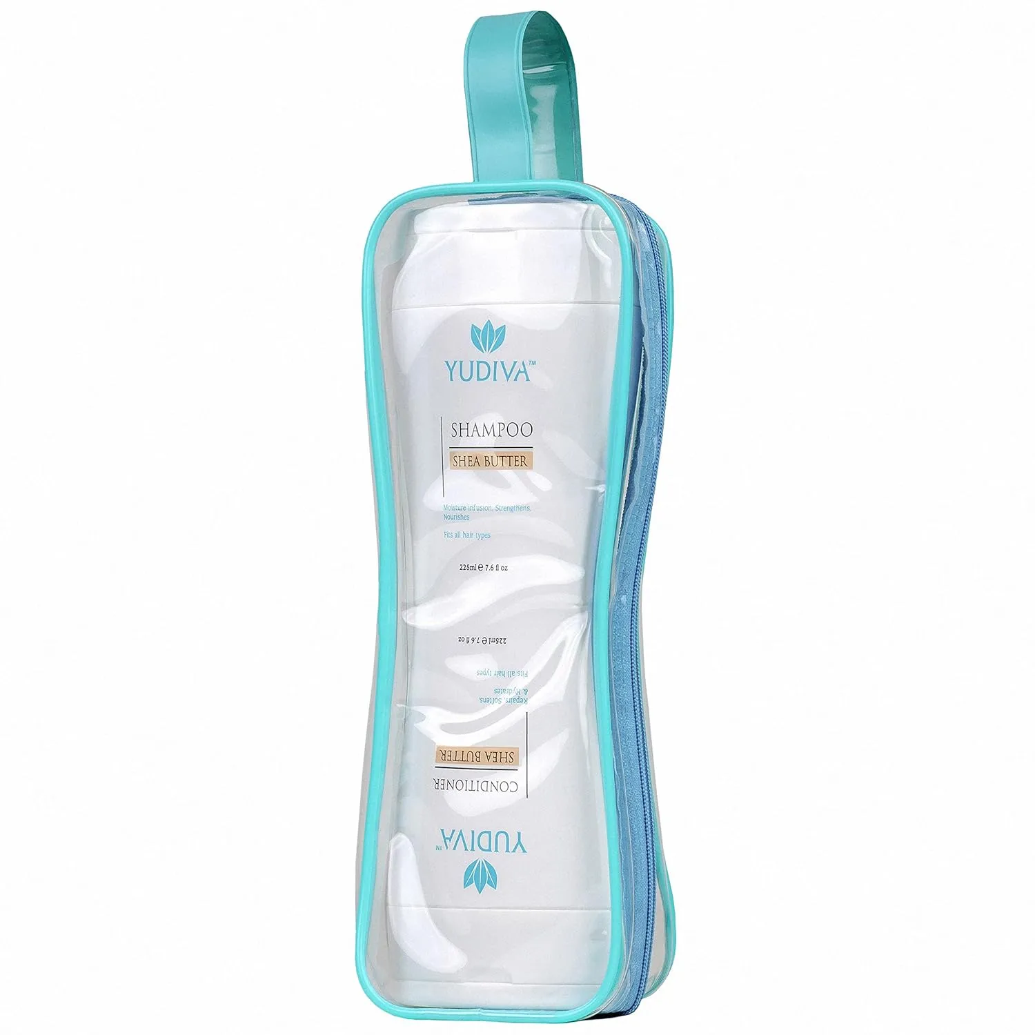 2 Products in 1 Bottle, Shea Butter Shampoo & Conditioner Set, with travel bag, fits all hair types, 15.2 Fl oz