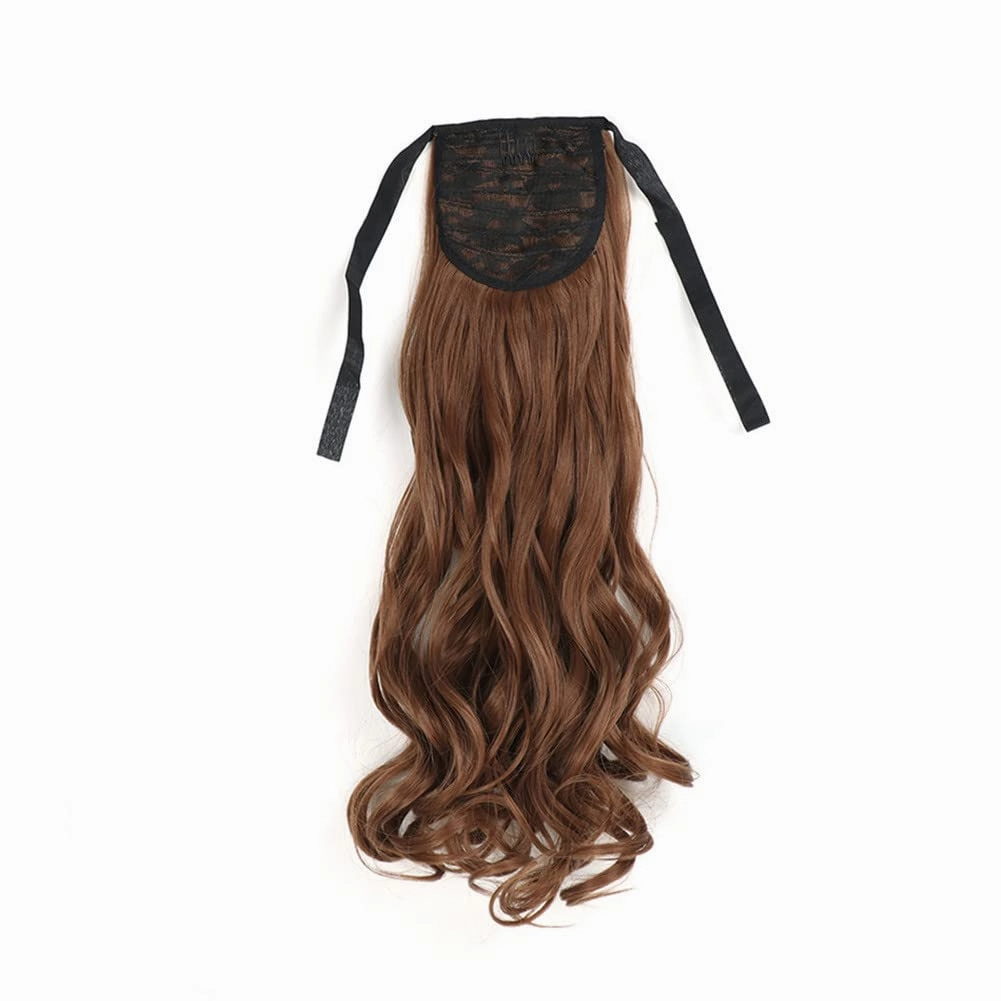 22 Inch Synthetic Ponytailtails Bandage Hair Piece Long Wavy Hair Extensions Heat Resistant Fiber Hairpieces 12 22IN