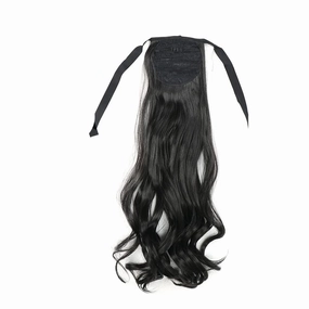 22 Inch Synthetic Ponytailtails Bandage Hair Piece Long Wavy Hair Extensions Heat Resistant Fiber Hairpieces 1B 22IN