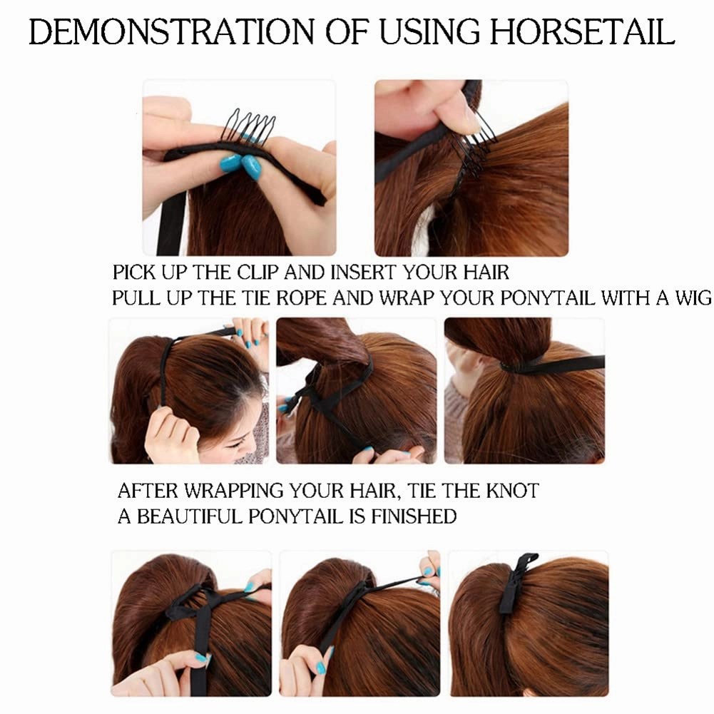 22 Inch Synthetic Ponytailtails Bandage Hair Piece Long Wavy Hair Extensions Heat Resistant Fiber Hairpieces 27 22IN