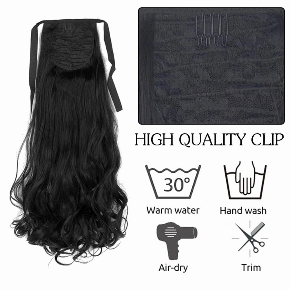 22 Inch Synthetic Ponytailtails Bandage Hair Piece Long Wavy Hair Extensions Heat Resistant Fiber Hairpieces 27 22IN