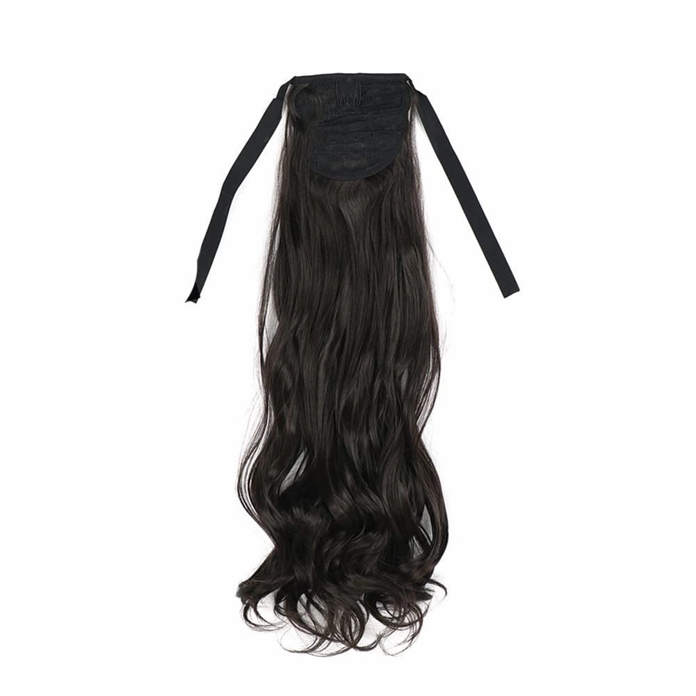 22 Inch Synthetic Ponytailtails Bandage Hair Piece Long Wavy Hair Extensions Heat Resistant Fiber Hairpieces 2 22IN