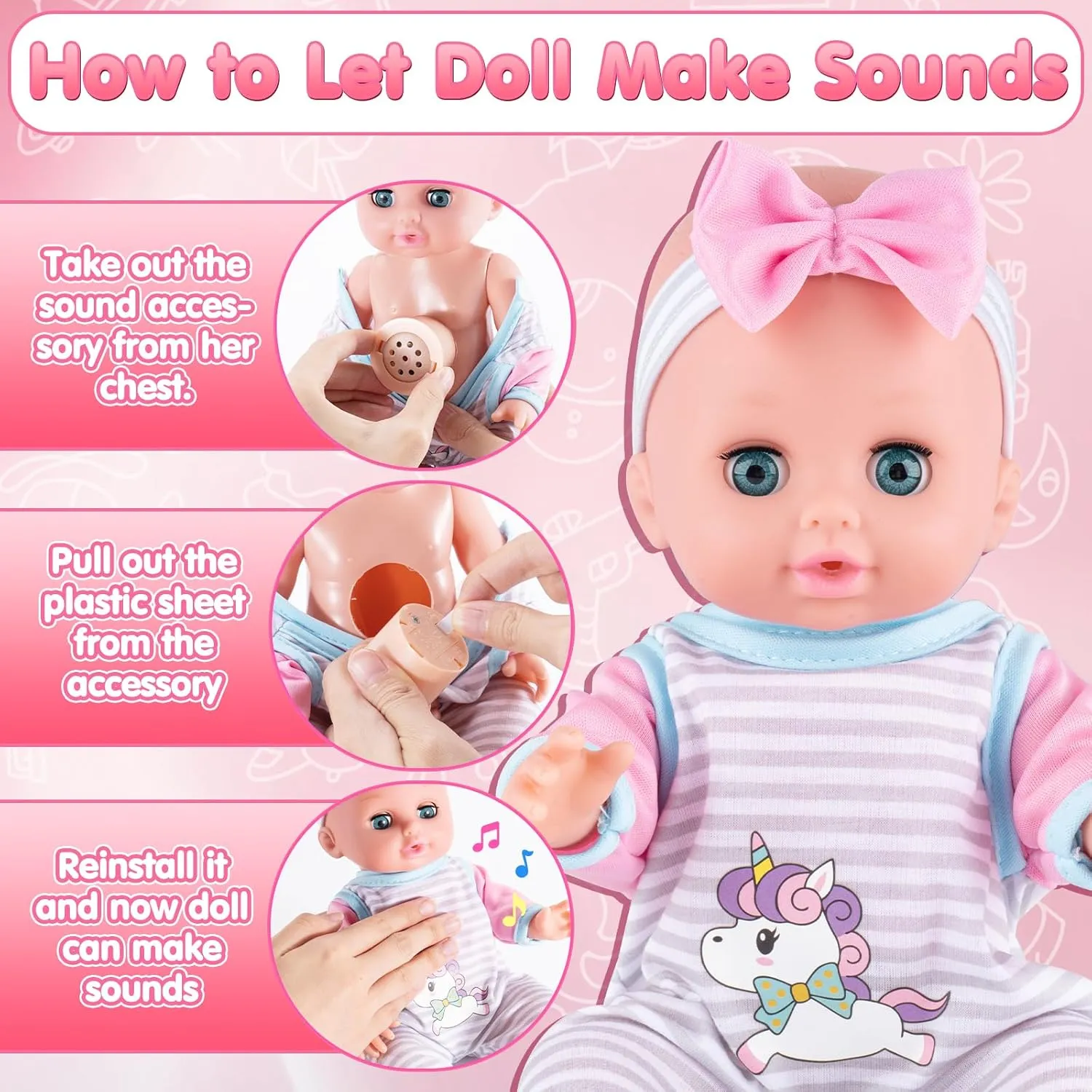25 pcs Toddler Baby Doll Accessories Set，Realistic Pretend Play Doll Toy Set with Baby Care Bag, Back Sling, and Nipple, Birthday Gifts for Kids Ages 3 4 5 6 7 8 Year Old Girls