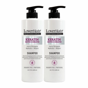 2-PACK LoverHair Professional Keratin Biotin Extra Strength Hydrate & Repair Shampoo 2 x 20.3 fl oz (2 x 600ml)