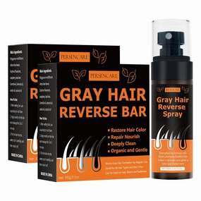 2 Pcs Herbal Gray Hair Reverse Bar   Spray, He Shou Wu Shampoo Black Soap and Conditioner Serum, Natural Polygonum Multiflorum Cover Men & women Grey Hair Thickening Darkening, Fo Ti Hair Growth Mist