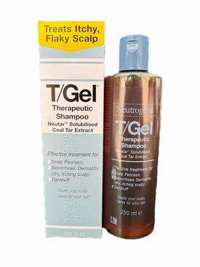 2 Units X 250ML T/Gel Tgel Coal Tar Therapeutic Shampoo For Flaky, Itchy Scalp Anti-Dandruff Shampoo for the treatment of Scalp Psoriasis, Derma Dandruff