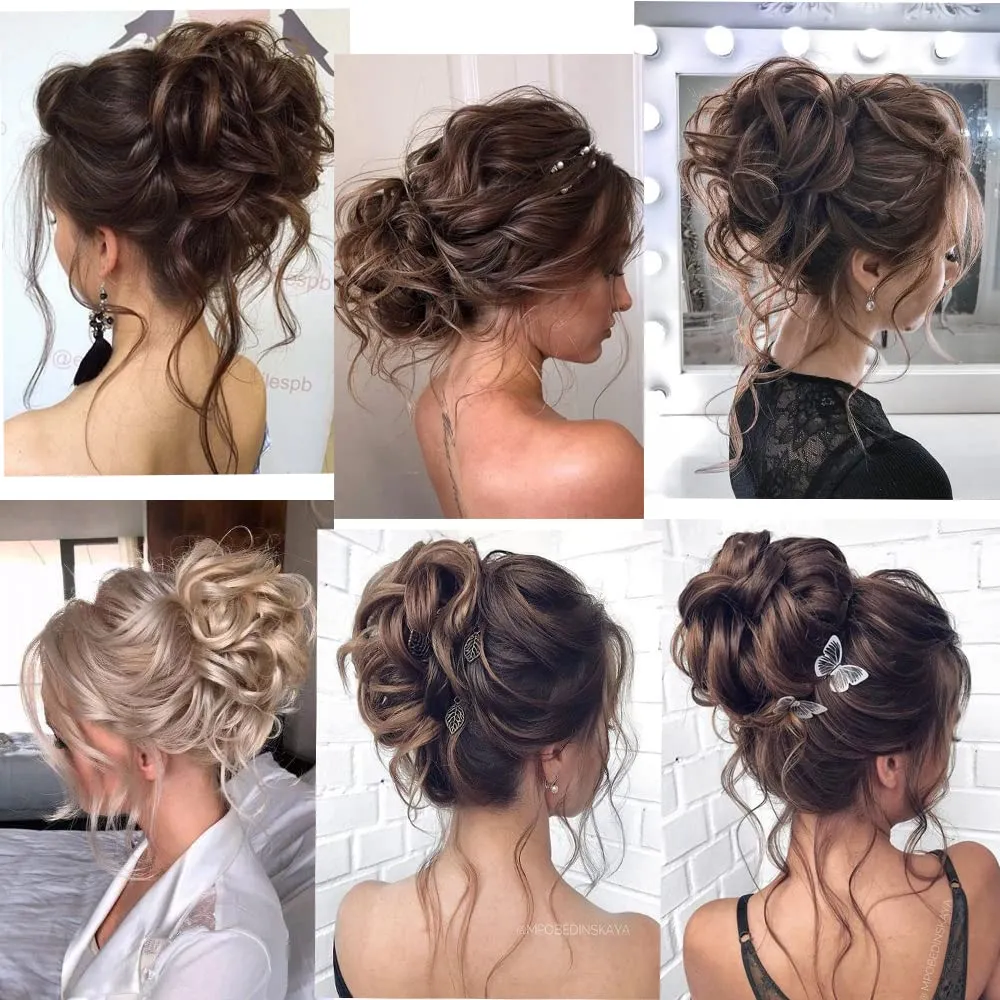 2PCS Messy Bun Hair Piece, Super Long Tousled Updo Hair Bun Extensions Wavy Hair Wrap Ponytail Hairpieces Hair Scrunchies with Elastic Band for Women Girls （Nature Black）
