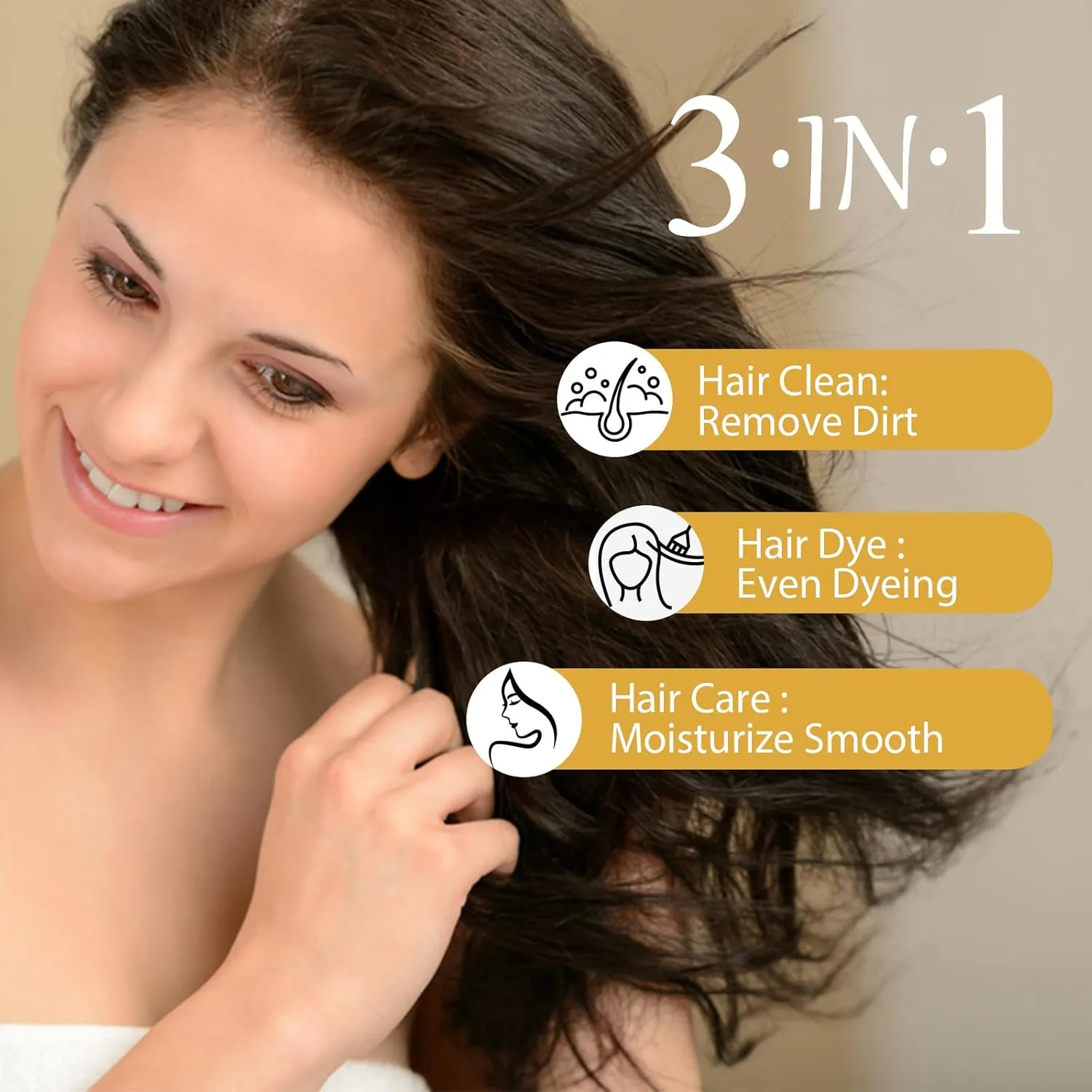 3-in-1 Hair Dye Shampoo Light Brown, Argan Oil Hair Color Shampoo for Gray Hair, Brown Instant Dye Shampoo for Women & Men, Natural Plant Hair Dye Kit Colors Hair in Minutes, Long-Lasting, Easy to Use