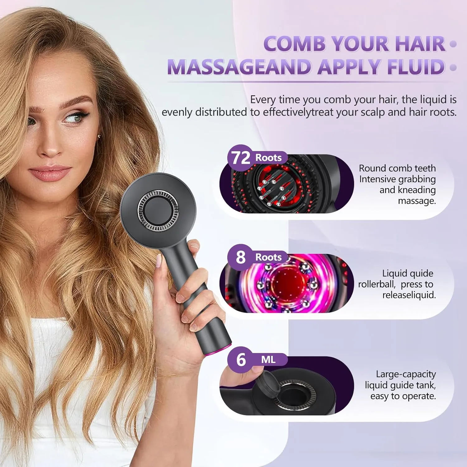3 in 1 Hair Oil Applicator,Head Massager Scalp,Hair Oil Applicator Scalp Massager,Electric Scalp Massager Brush,ipx7 Waterproof Scalp Oil Applicator,Dark Gray