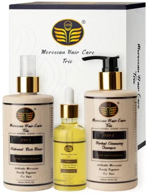 3 Sets Moroccan Oil Hair Products - Argan Oil Blend Herbal Cleansing Shampoo and Nutrient-Rich Rinse – Cleanses, Nourishes and Revitalizes for Healthier, Shinier Hair – Dermatologist Approved