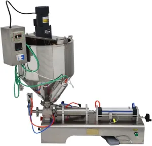 30-300ml Paste Liquid Filling Machine with Heating and Mixing Function Pneumatic Liquid Filler for Cream Oil Sauce Butter Stainless Steel 110V