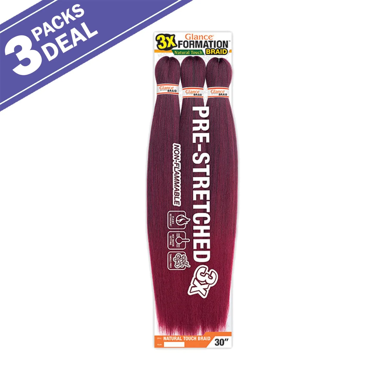 30" Pre-Stretched 3X Formation Natural Touch Braid (Dark Brown 2, 3-pack, 2) - Synthetic, Modern, Casual