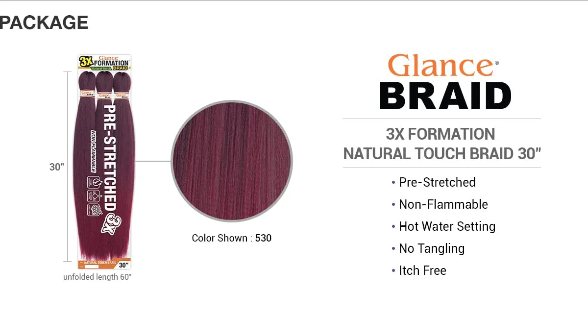 30" Pre-Stretched 3X Formation Natural Touch Braid (Dark Brown 2, 3-pack, 2) - Synthetic, Modern, Casual