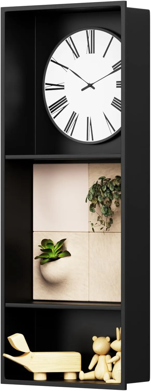 30" X 12" Stainless Steel Shower Niche Insert Tile Ready, Niche for Shower Wall, 3-Tier Recessed Shelf No Tile Needed for Bathroom Storage, Matte Black