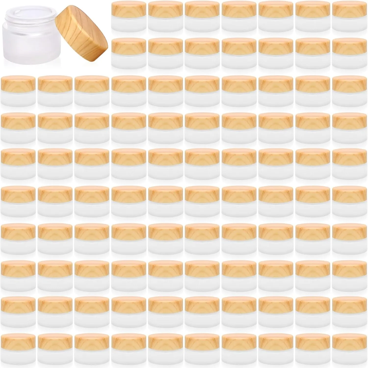 32 Pcs Glass Cosmetic Containers 5 Grams Round Frosted Cosmetic Jars with Leak proof lids Empty glass sample Jars Scrub Balm Lotions Sample Containers for Makeup Lotion Lip Balm Eye Cream