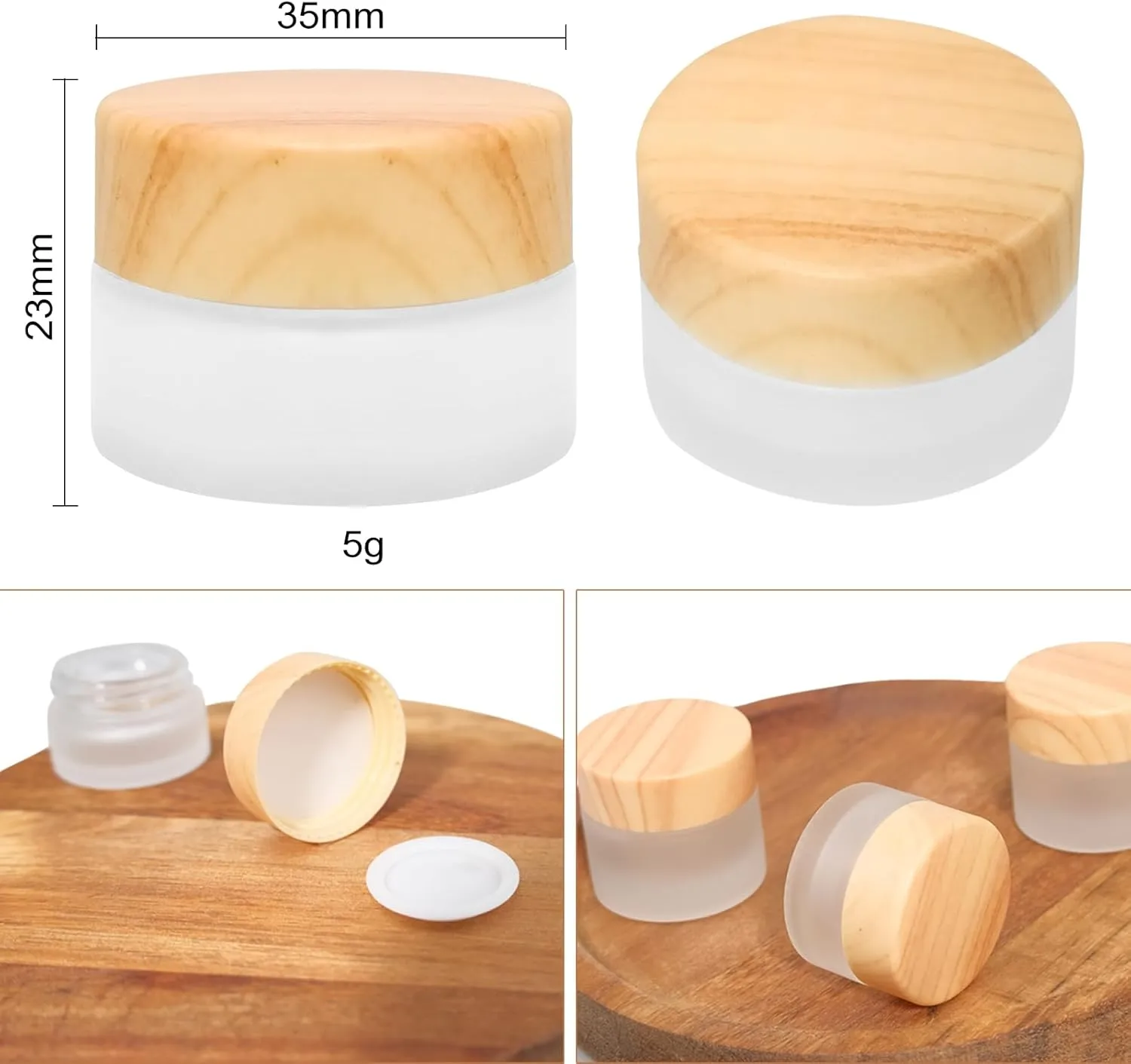 32 Pcs Glass Cosmetic Containers 5 Grams Round Frosted Cosmetic Jars with Leak proof lids Empty glass sample Jars Scrub Balm Lotions Sample Containers for Makeup Lotion Lip Balm Eye Cream