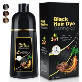 3 IN 1 Hair Color Shampoo Dye For Women & Men Natural Herbal Plant Semi Permanent Grey Hair Cover Treated, 16.9 Fl Oz, Black