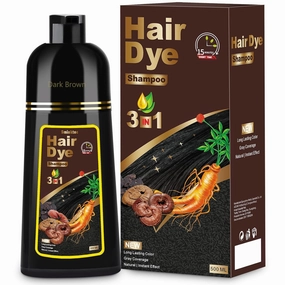 3 in 1 Herbal Dark Brown Hair Dye Shampoo for Women and Men