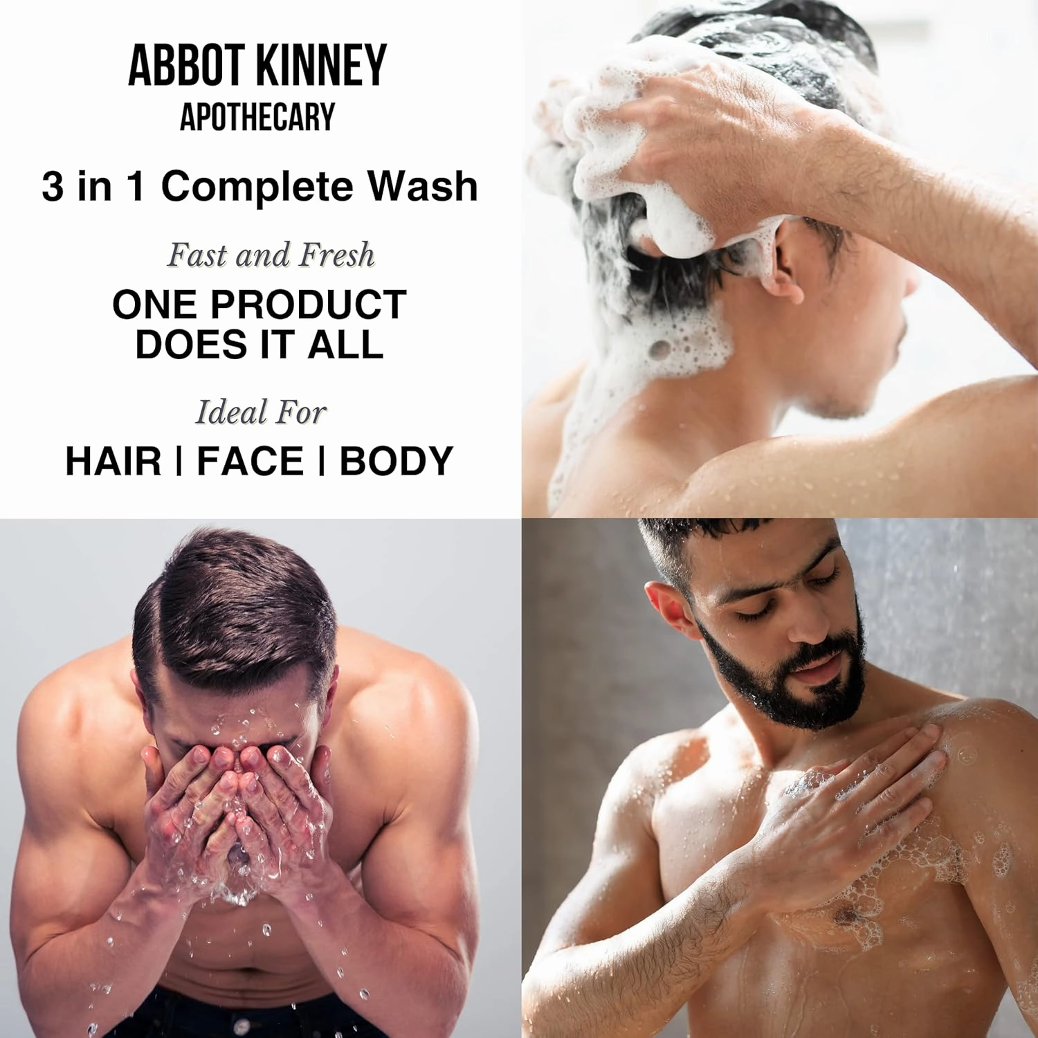 3 in 1 Moisturizing Men's Body Wash | Shampoo, Conditioner, & Body Wash for Men | Infused with Shea Butter & Aloe Vera | Paraben-Free, Wood Reserve, 32 Fl Oz