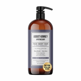 3 in 1 Moisturizing Men's Body Wash | Shampoo, Conditioner, & Body Wash for Men | Infused with Shea Butter & Aloe Vera | Paraben-Free, Wood Reserve, 32 Fl Oz