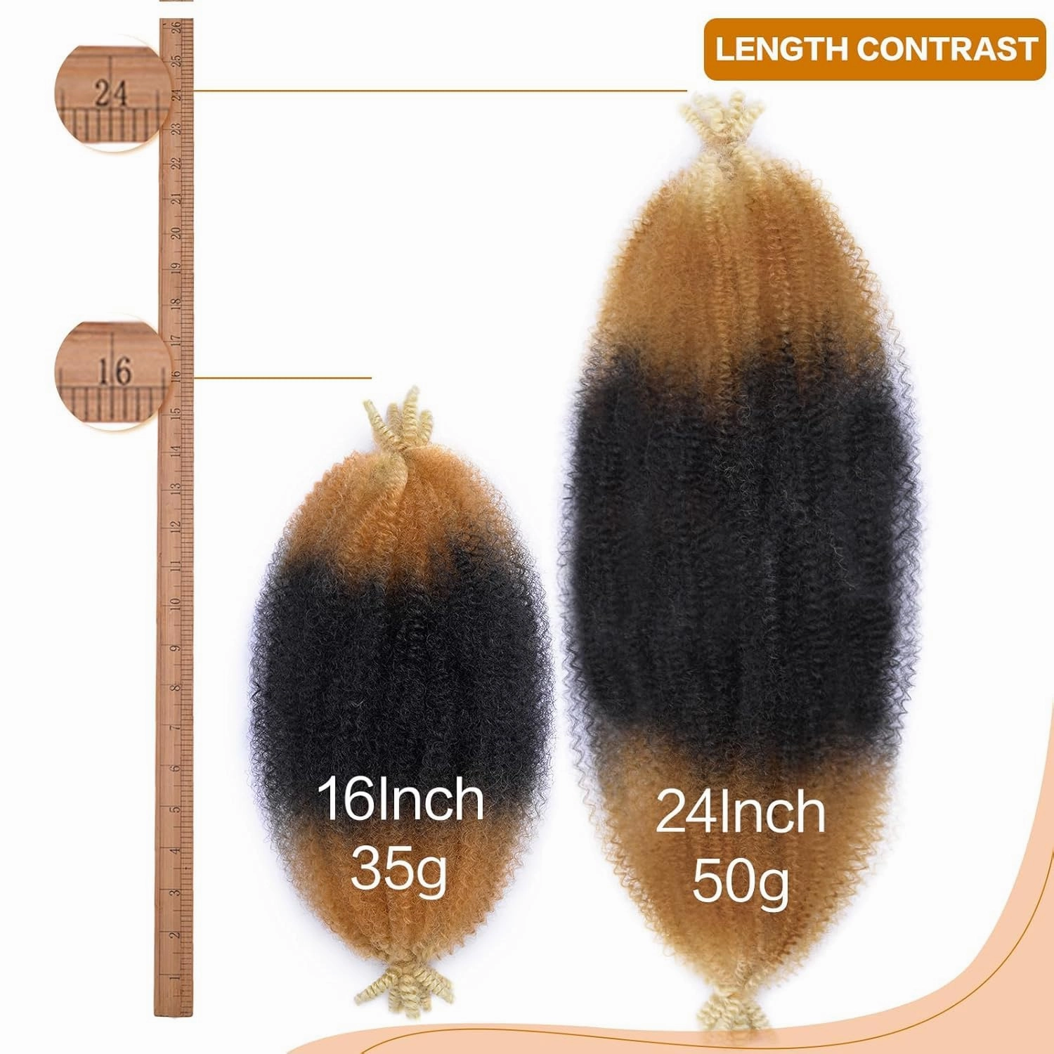 3 Packs Pre-Separated Marley Twist Braiding Hair 24 Inch Kinky Twist Hair Spring Afro Twist Hair Synthetic Hair Extensions for Black Women(24 Inch,3Pack,1B/27/613)