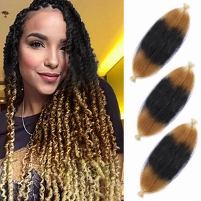 3 Packs Pre-Separated Marley Twist Braiding Hair 24 Inch Kinky Twist Hair Spring Afro Twist Hair Synthetic Hair Extensions for Black Women(24 Inch,3Pack,1B/27/613)