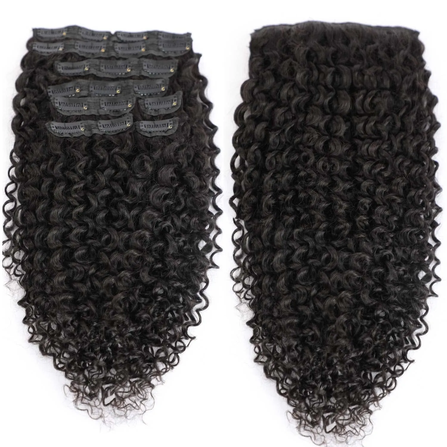 3C 4A Curly Clip In Hair Extensions Real Human Hair 12 Inch 110g 8pcs Kinky Curly Clip Ins Full Head for Black Women 100% Brazilian Remy Human Hair Extensions Natural Color with 20 Clips