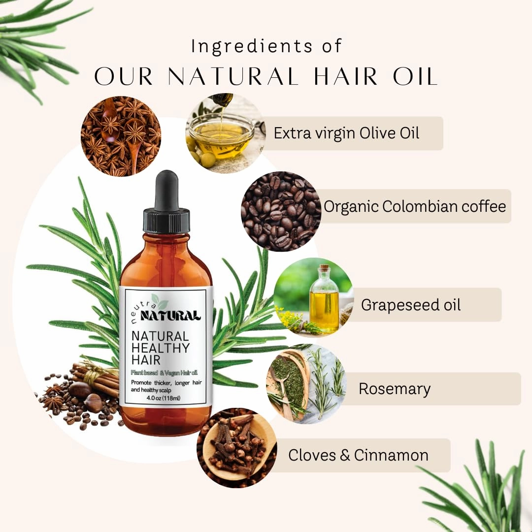 4 Oz Plant Based Veganic Natural Hair Growth Oil - TikTok Organic Rosemary Oil for Hair Growth with Castor and Tea Tree Extract - Reduce Hair Loss and Nourish Eyelashes with Cruelty-Free Ingredients.