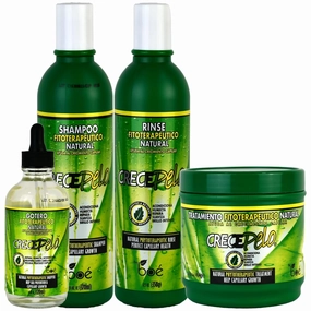 4-Piece Hair Growth Set – Natural Phytotherapeutic Shampoo, Rinse, Treatment Mask & Dropper – Boosts Growth, Strengthens & Hydrates – All Hair Types – No Colorants