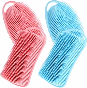 4Pcs Silicone Massage Cleaning Brush Body Shampoo Scrubber Hair Scalp Massager Soft Bristles for Skin Cleansing Scalp Care Convenient Hanging Design