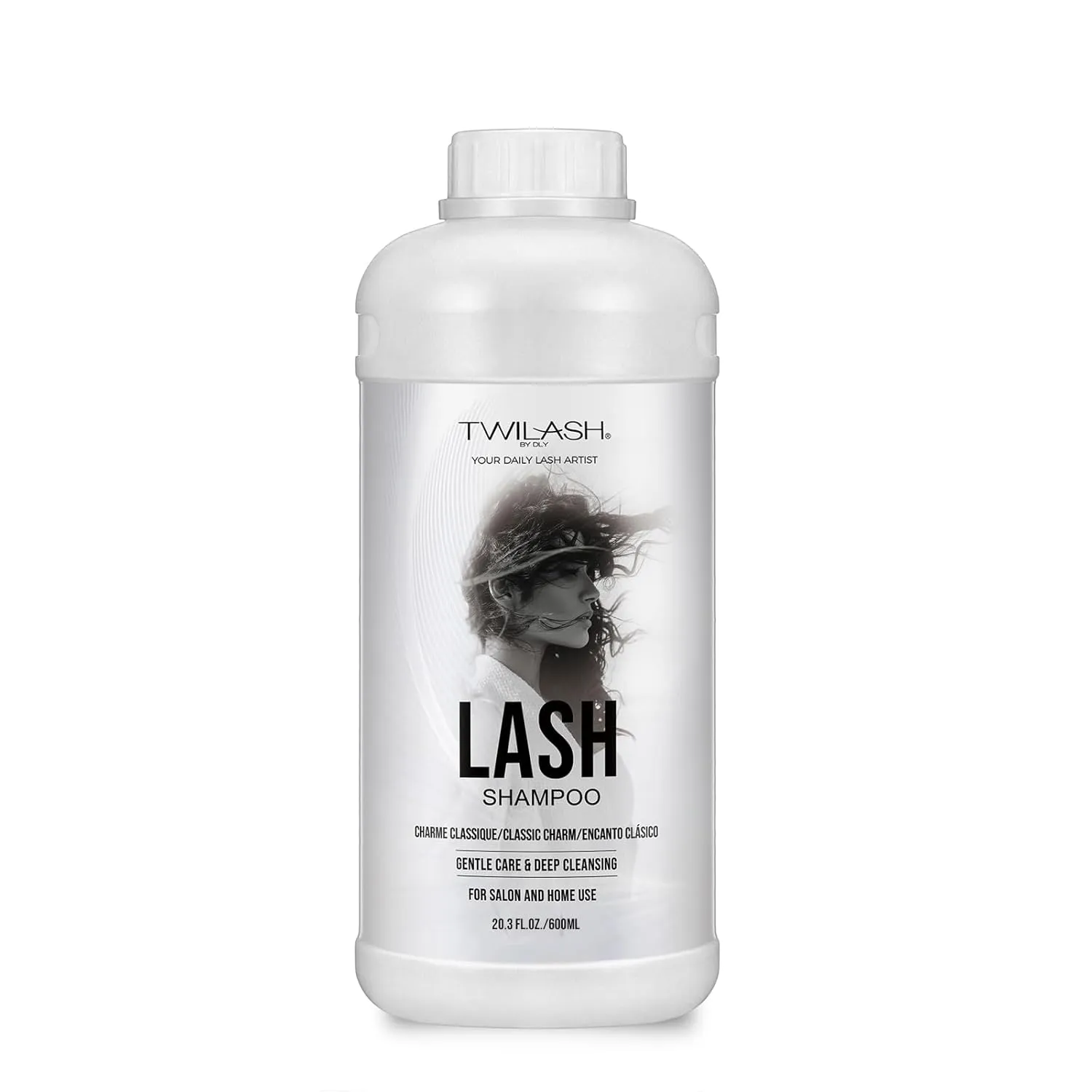 600ml Lash Shampoo Bulk, Eyelash Extensions Cleanser for Extensions, Safe Makeup Remover, Non-irritating or Burning Formula Eyelid Foaming Cleanser for Professional Salon and Home Use (Classic Charm)