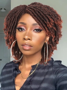 6 Inch Short Dreadlocks Braided Wigs for Black Women and Man with Clips In, Synthetic Afro Dreadlocks Twist Full Hair Replacement Wigs (TPurple/350#)
