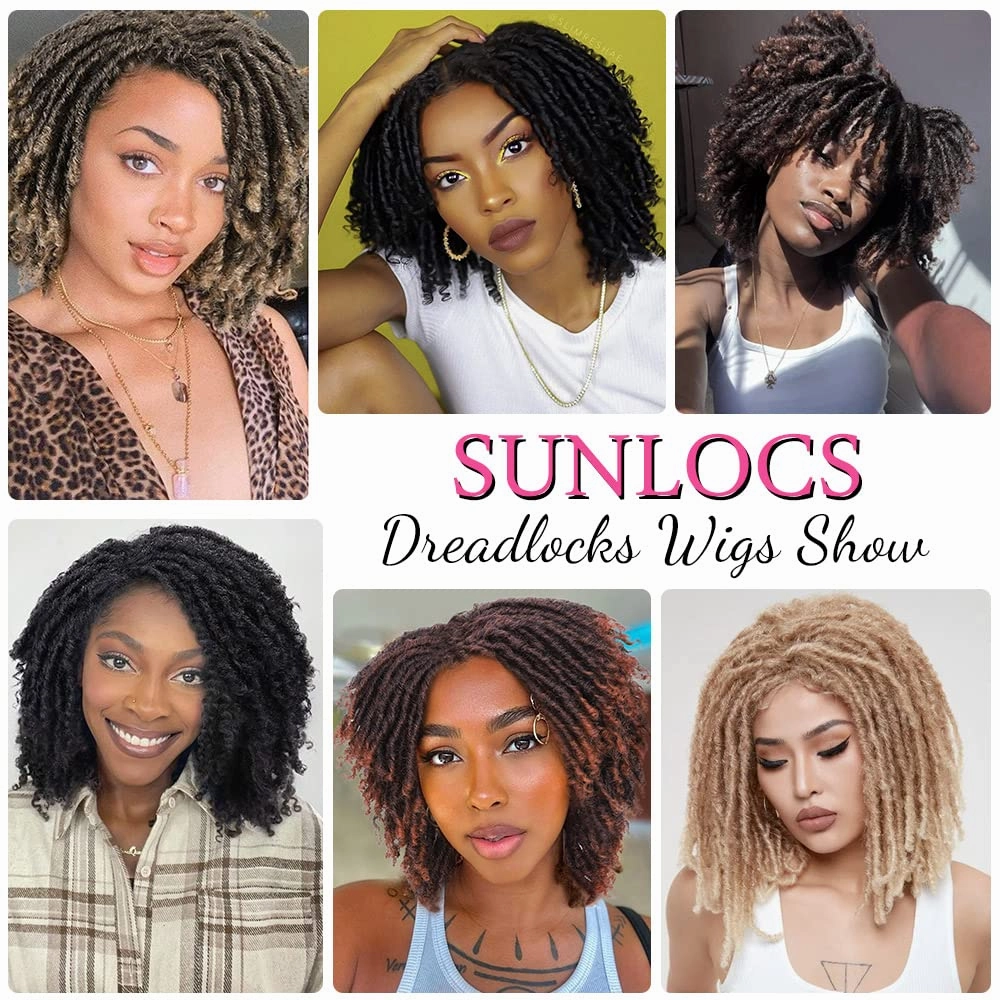 6 Inch Short Dreadlocks Braided Wigs for Black Women and Man with Clips In Synthetic Afro Twists DreadLock Full Hair Replacement Wigs (1B/27#)