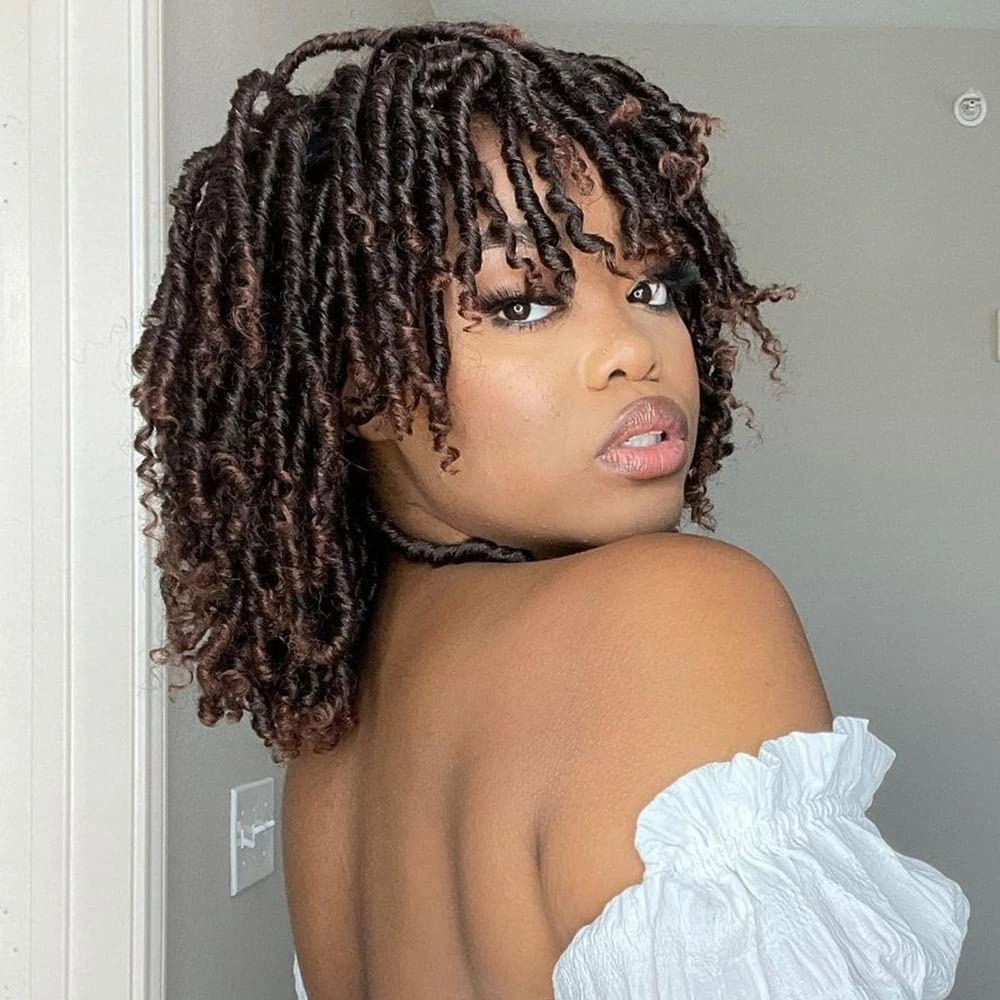 6 Inch Short Dreadlocks Wigs for Black Women and Man with Clips In, Synthetic Faux Locs Braided Wigs Afro Twists Dreadlocks Full Hair Replacement Wig (1B/30#)
