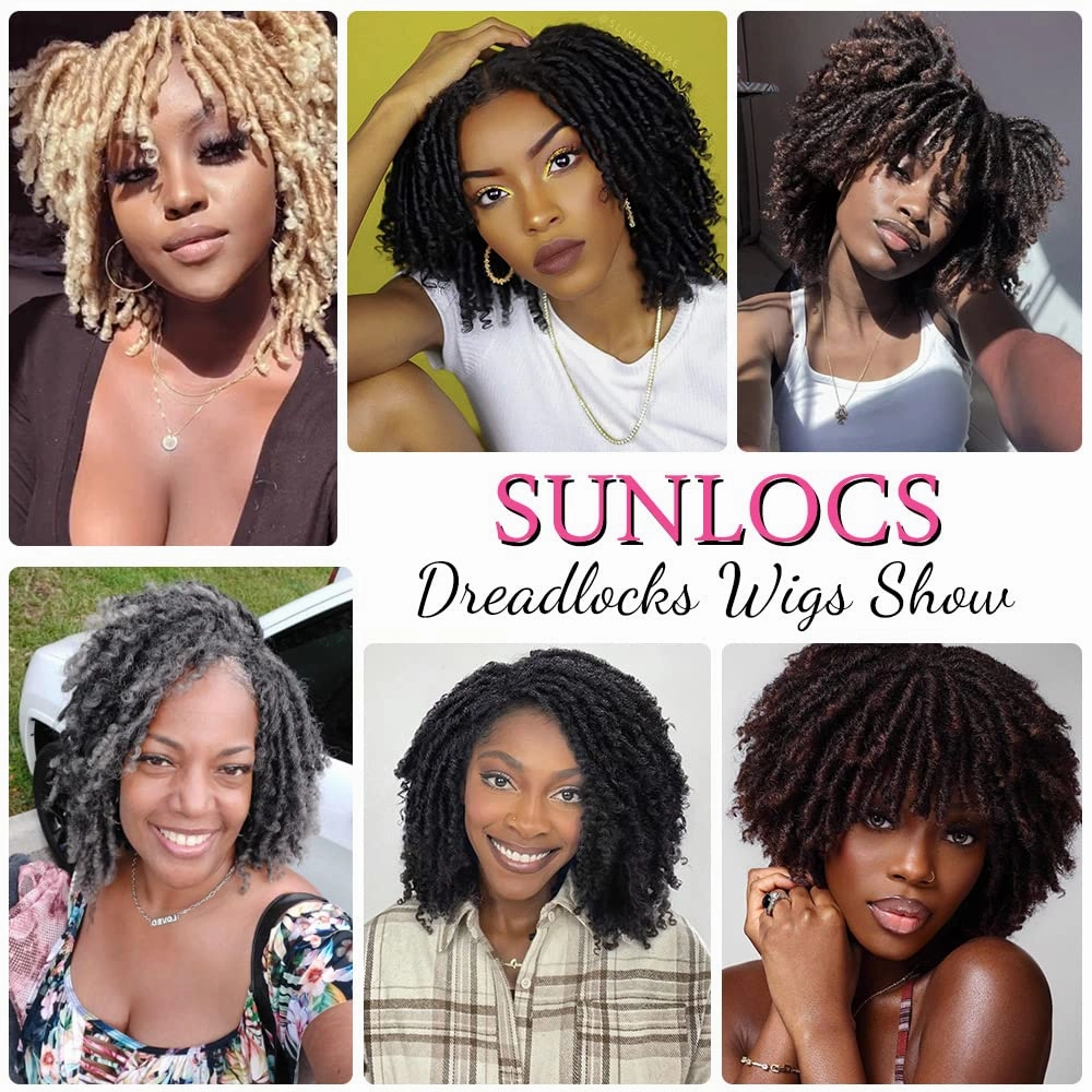 6 Inch Short Dreadlocks Wigs for Black Women and Man with Clips In, Synthetic Faux Locs Braided Wigs Afro Twists Dreadlocks Full Hair Replacement Wig (1B/30#)