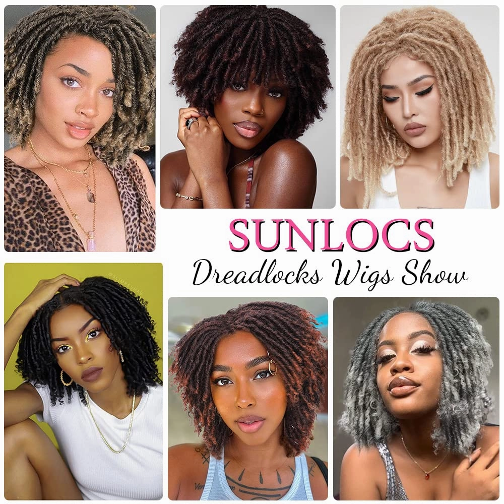 6 Inch Short Dreadlocks Wigs for Black Women and Man with Clips In, Synthetic Faux Locs Braided Wigs Afro Twists Dreadlocks Full Hair Replacement Wigs (Natural Black;1B#)