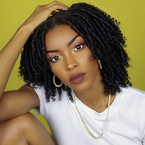 6 Inch Short Dreadlocks Wigs for Black Women and Man with Clips In, Synthetic Faux Locs Braided Wigs Afro Twists Dreadlocks Full Hair Replacement Wigs (Natural Black;1B#)