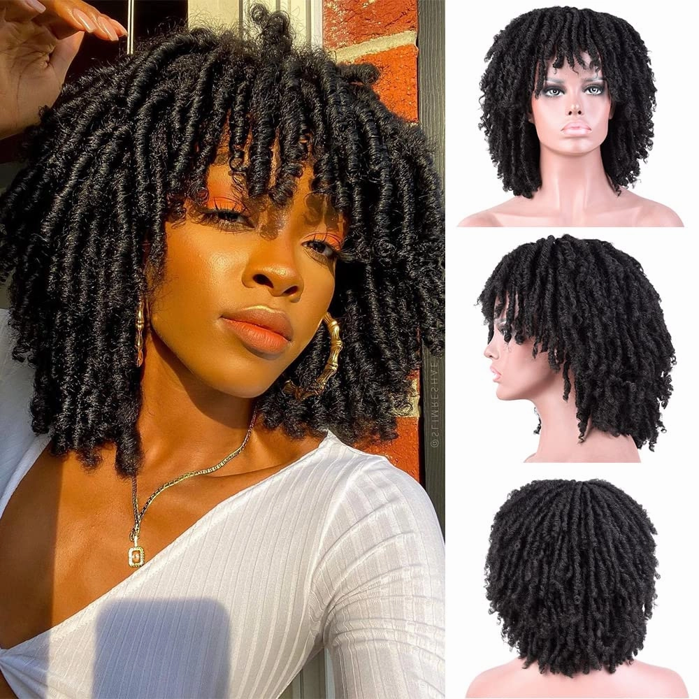 6 Inch Short Dreadlocks Wigs for Black Women and Man with Clips In, Synthetic Faux Locs Braided Wigs Afro Twists Dreadlocks Full Hair Replacement Wigs (Natural Black;1B#)