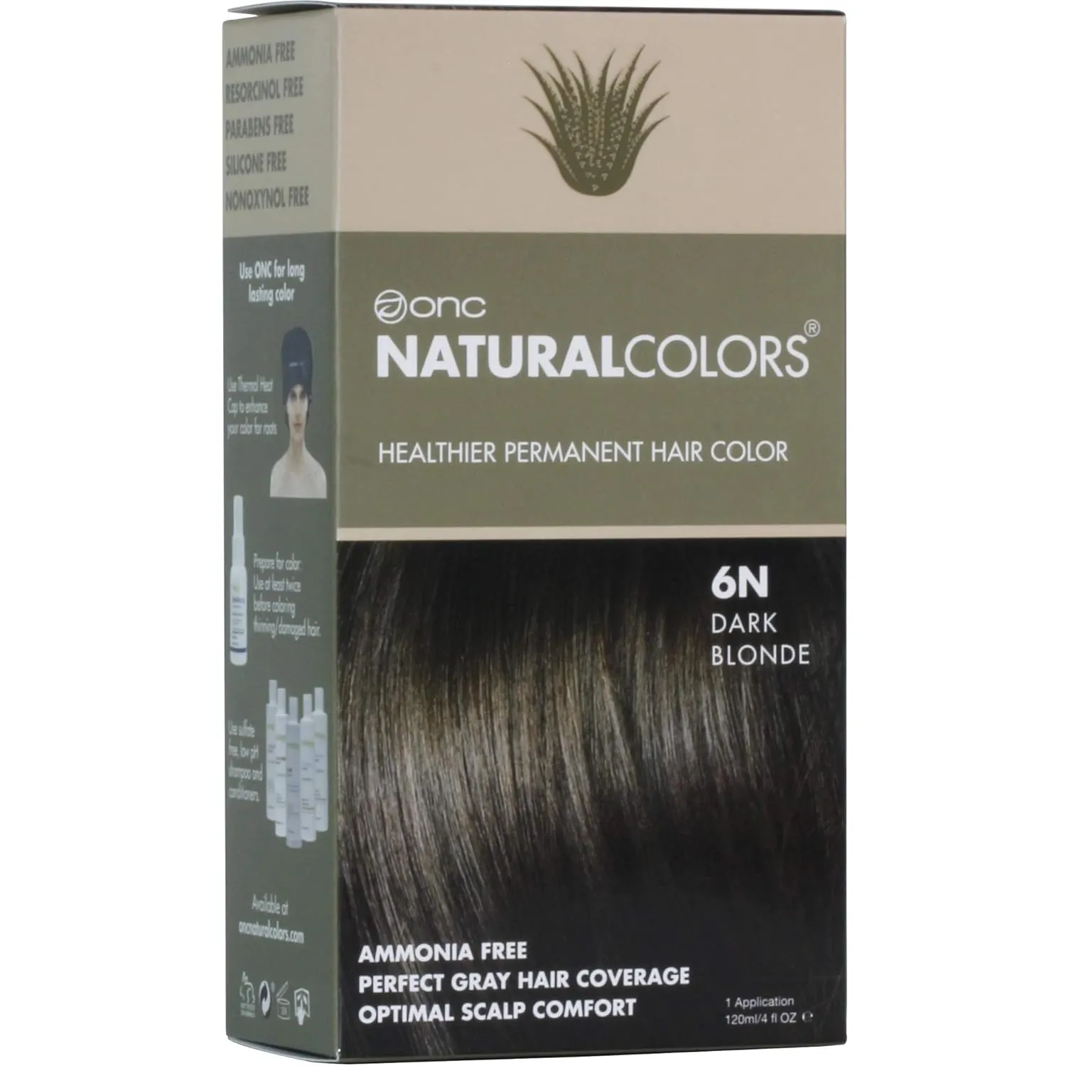 (6N Dark Blonde) 4 fl. oz. (120 mL) Heat Activated Healthier Permanent Hair Dye with Certified Organic Ingredients, Ammonia Free, Vegan Friendly, 100% Gray Coverage
