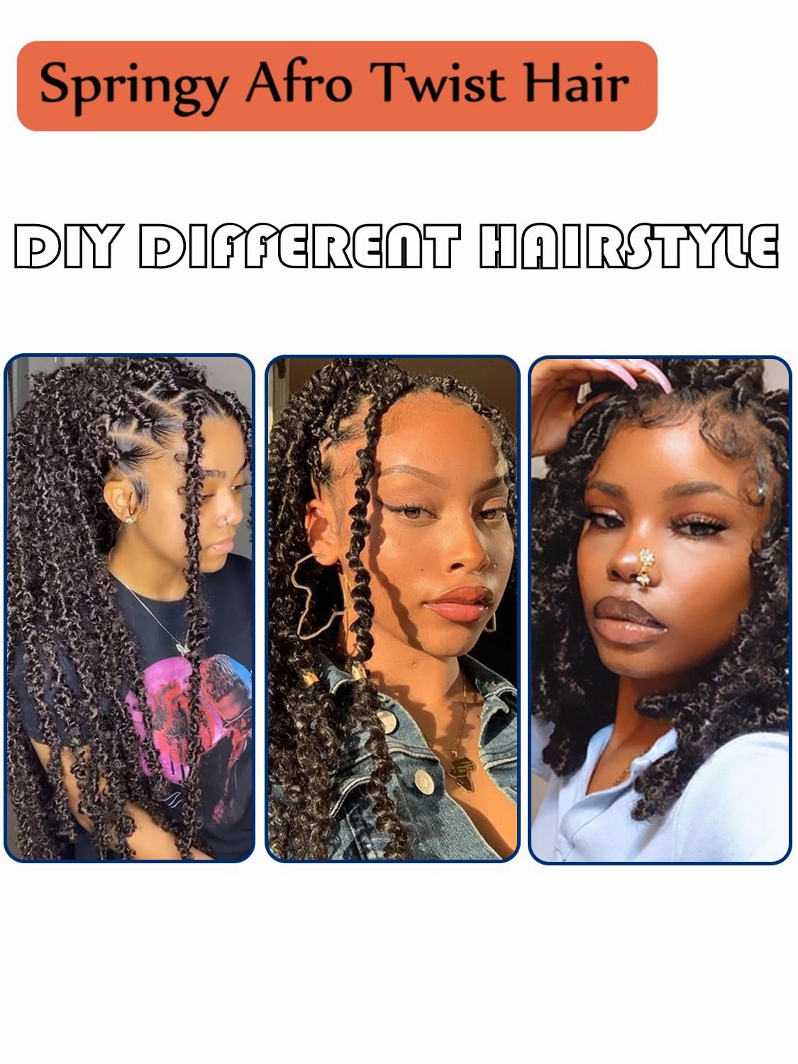 8 Packs Springy Afro Twist Hair 16 inch 4# Pre-Separated Kinky Marley Twist Braiding Hair Soft Synthetic Crochet for Distressed Faux Locs Spring Twist Hair Extensions for Women