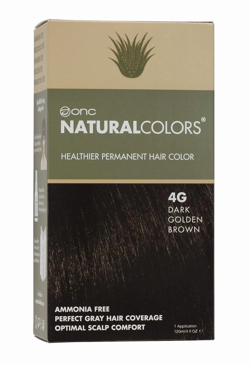 (4G Dark Golden Brown) 4 fl. oz. (120 mL) Heat Activated Healthier Permanent Hair Dye with Certified Organic Ingredients, Ammonia Free, Vegan Friendly, 100% Gray Coverage