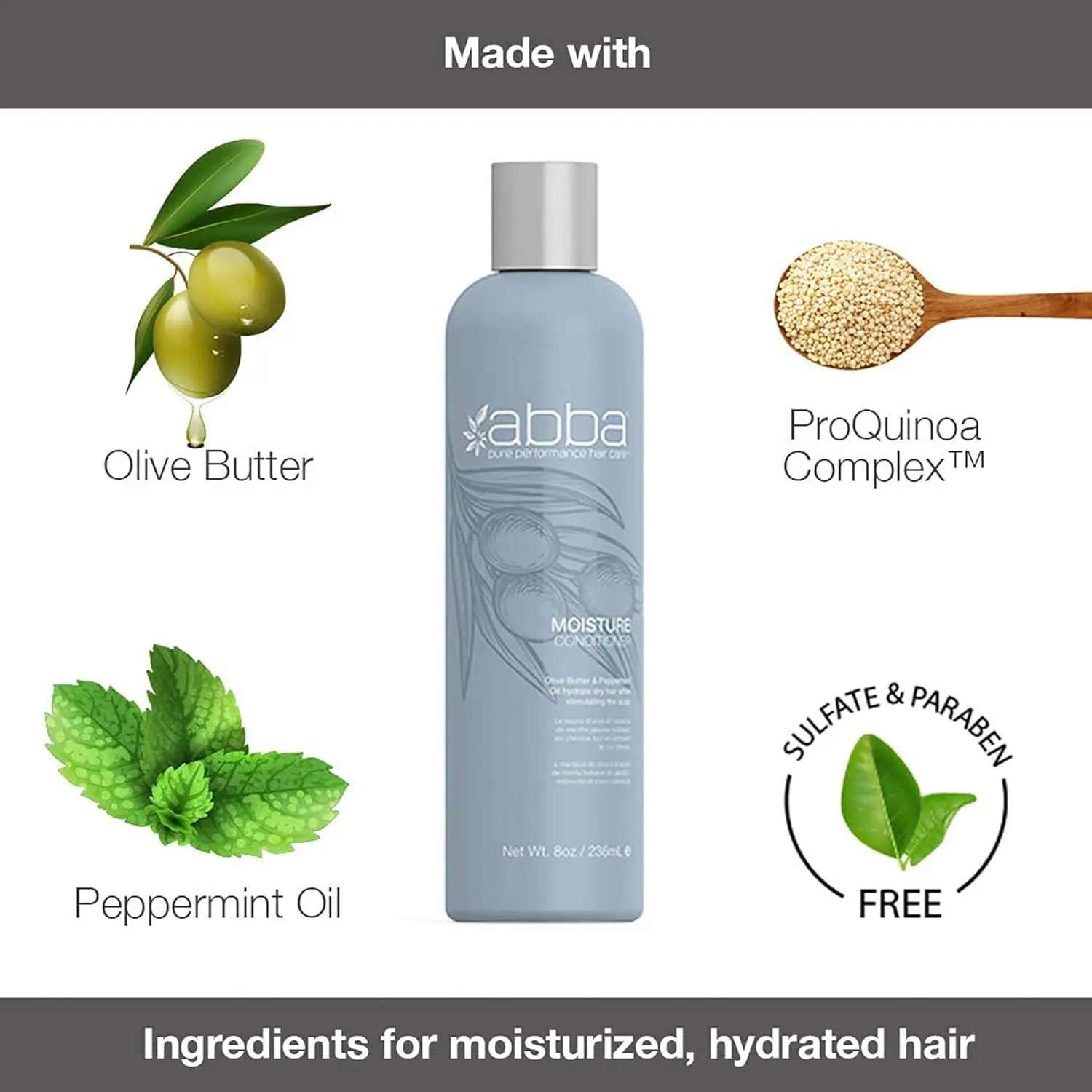 ABBA - Pure Moisture Shampoo - Olive Butter & Peppermint Oil